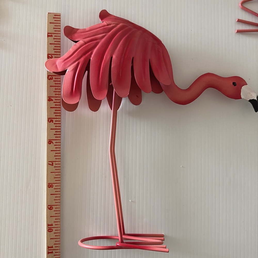 🦩Set of Three Pink Flamingos Bobble Body Metal Indoor/Outdoor Tropical Art Decor - Picture 7 of 9